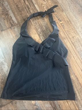 Aqua Couture M/M Black Ruffled Halter Tank Top